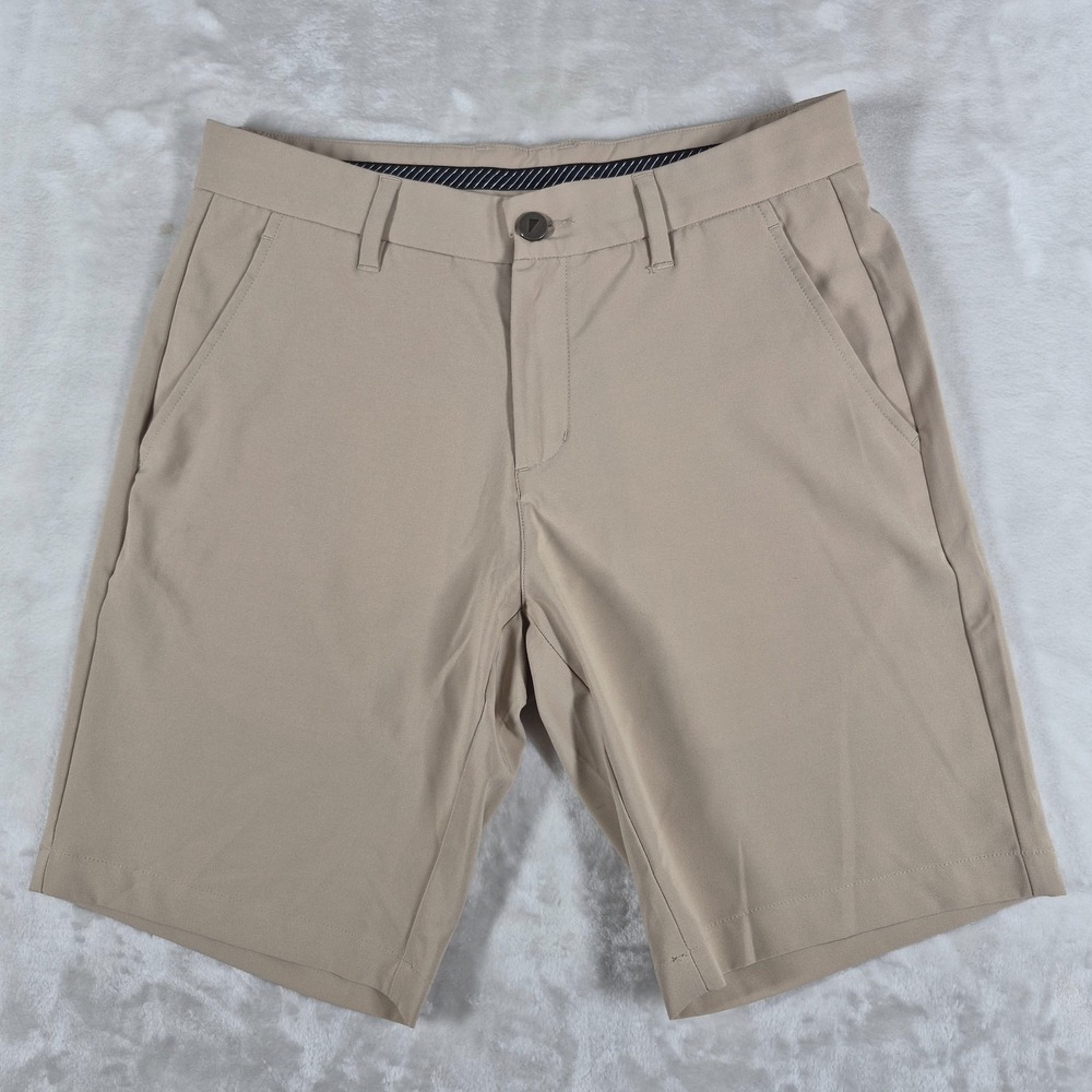 Primo Golf Shorts Men's 30 Beige 9" Inseam Performance Stretch Flat Front Chino